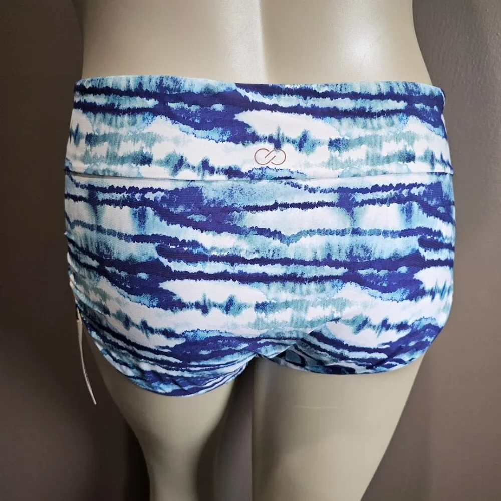 Calia Mid Rise Wide Band Striped Bikini Swim Bottoms Plus Size - Picture 4 of 10
